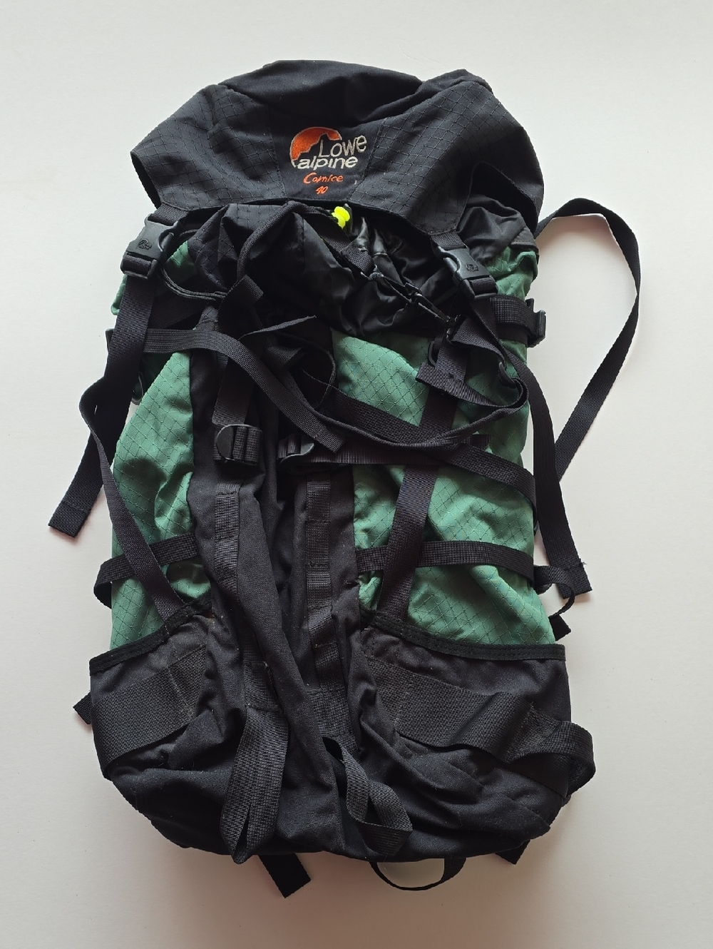 Lowe Alpine Cornice 40 Black & Green Backpack with Orange Logo Accent